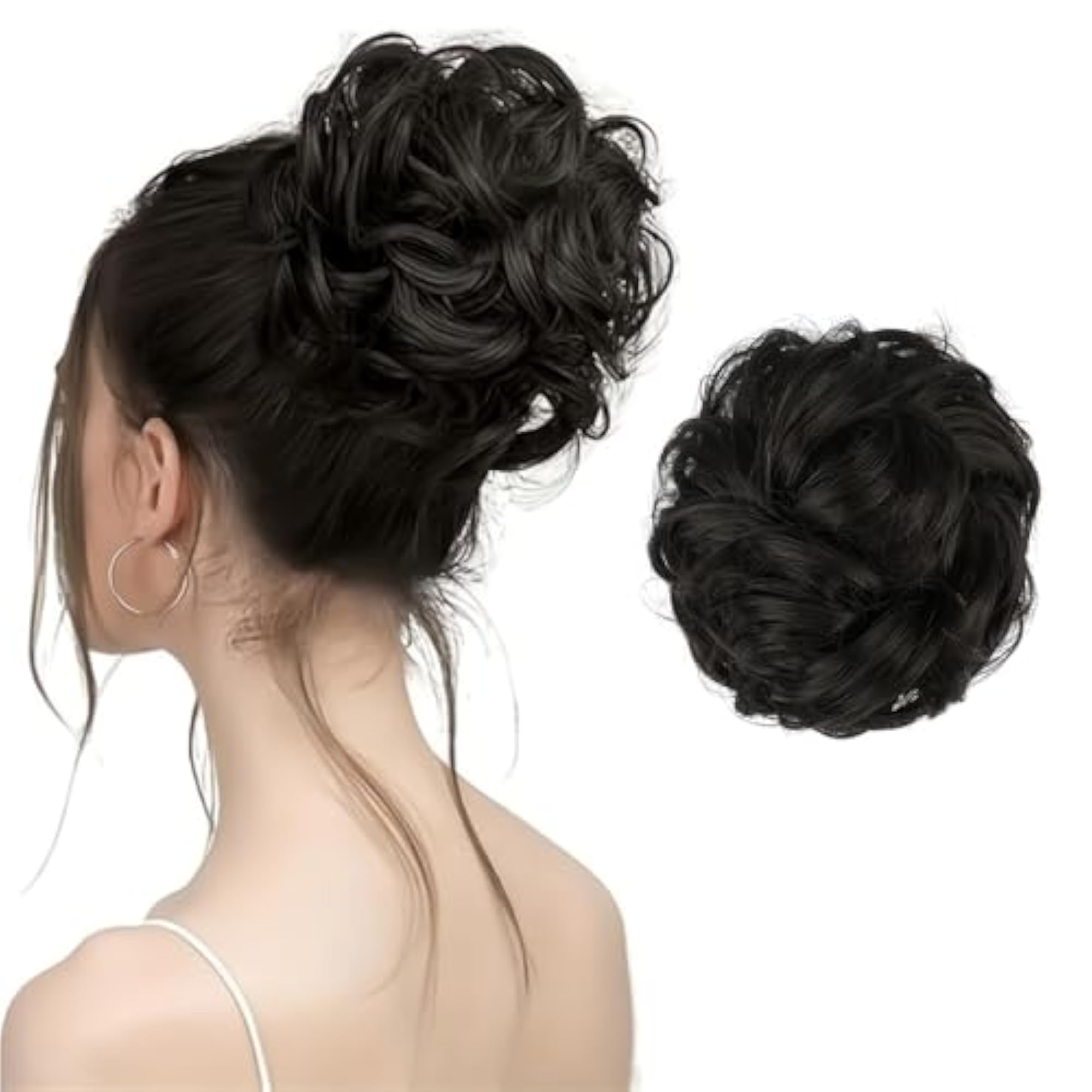 Synthetic Bun Extension and Wigs Juda, Natural Black